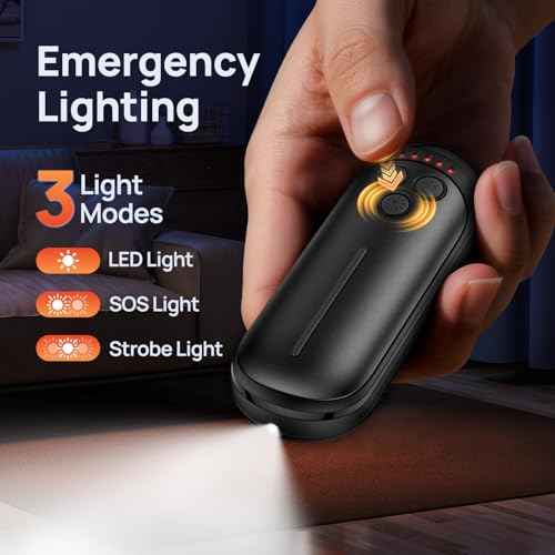 Rechargeable Hand Warmers 2 Pack, 6000mAh Electric Hand Warmer Rechargeable, 2 in 1 Portable Hand Warmers with AI Smart Chips, Outdoor, Hunting, Camping for Family for Christmas