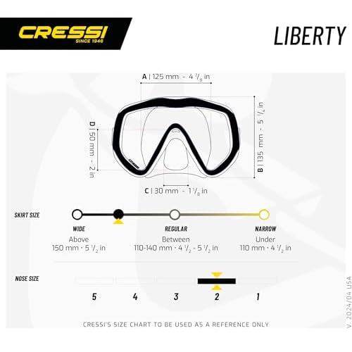 Cressi Perfect View Scuba Diving, Snorkeling Mask in Pure Comfortable Silicone - Available with Different Panoramic Lenses - Liberty: Designed in Italy