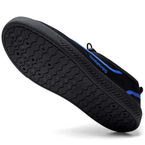 Water Shoes for Men and Women - Quick-Dry Aqua Sneakers with Drainage Holes - Lightweight Non-Slip Outdoor Water Sports - 11.5 Women / 9.5 Men Black Blue