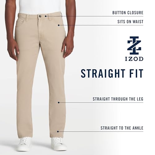 IZOD Men's Saltwater Stretch Twill 5 Pocket Straight Fit Chino Pant
