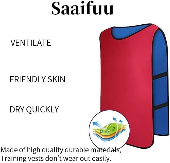 12 Pack Reversible Numbered Pinnies, Double Sided Scrimmage Vest,Team Practice Jerseys for Kids and Adult