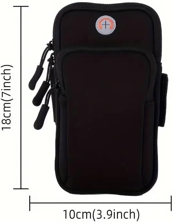 1PC Waterproof Black Running Armband, Ideal for Sports, Black