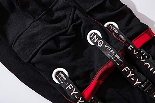 Men's Jogger Pants Cargo Baggy Techwear Hip Hop Streetwear Large Black & Red
