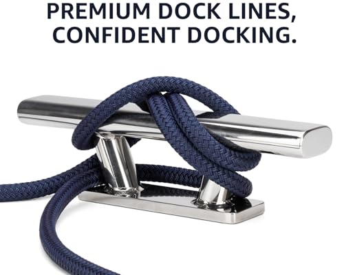 1/2 Inch x 15 Feet Boat Dock Lines 4-Pack Nylon Marine Ropes - Heavy Duty, Soft & Durable