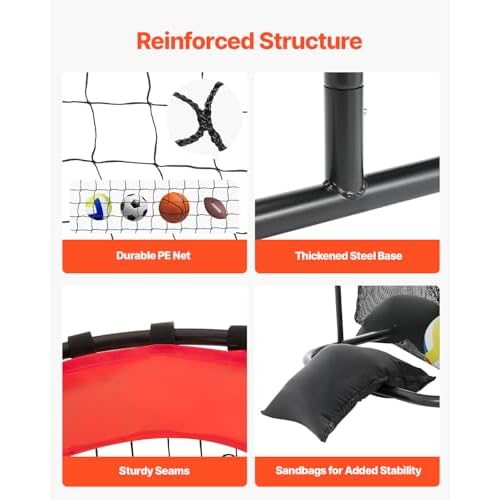 VEVOR Volleyball Training Net System,8 * 11/12 * 11ft/Pitching Practice/Spiking Practice/14 Net,Portable Net Station, Easy Setup Indoor Outdoor Target Net for Serving Spiking Setting