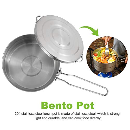 1.5L Stainless Steel Camping Pot with Lid & Folding Handle - Lightweight Outdoor Cookware