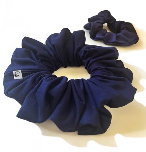 Yoga Mat Scrunchie - Securely Holds Your Yoga Mat in Style - Made With Durable & Luxurious Athletic Fabric - Fits All Standard Yoga Mats (mat not included) (Soft Navy Blue)