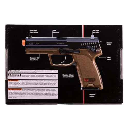 HK Heckler & Koch USP CO2 Powered 6mm BB Pistol Airsoft Gun, Standard Action, Dark Earth Brown