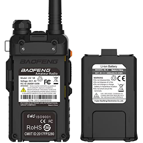 Baofeng UV-5R Dual Band Two Way Radio Handheld Ham Radio Long Range Walkie Talkies Pack of 6 for Hiking Camping Hunting Skiing Trip(Black)