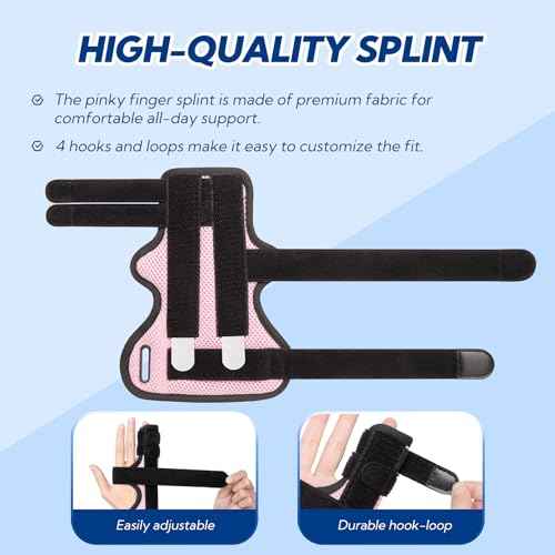 Pinky Finger Splint, Trigger Finger Splint Pinky Right & Left Hand, Ulnar Gutter Splint, Metacarpal Finger Splint Hand Brace for Boxer Finger, Dupuytren's Contracture, Arthritis, Pink, M