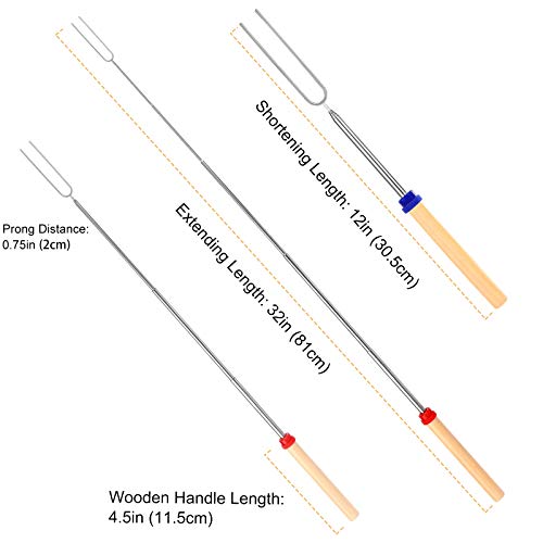 24 Pcs Telescoping Marshmallow Roasting Sticks for Fire Pit - 32 Inch Set
