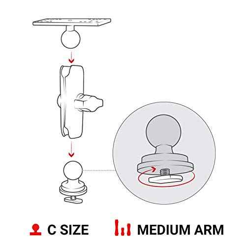 RAM MOUNTS Track Ball Marine Electronic Mount RAM-111B-354-TRA1U with Medium Arm Compatible with Garmin, Lowrance, Humminbird + More