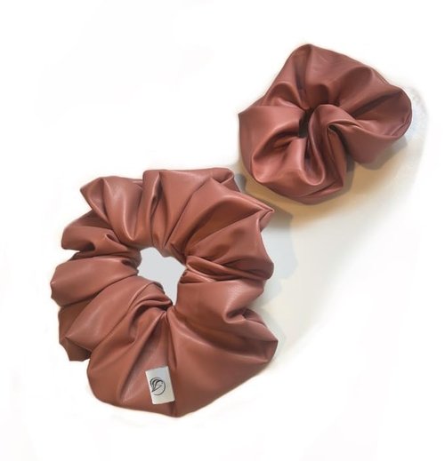Yoga Mat Scrunchie - Securely Holds Your Yoga Mat in Style - Made With Durable & Luxurious Stretch Faux Leather - Fits All Standard Yoga Mats (mat not included) (Leatherette Burnt Rose)