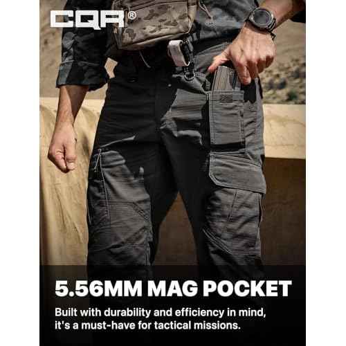 CQR Men's Tactical Pants, Water Resistant Ripstop Cargo Pants, Lightweight EDC Work Hiking Pants, Outdoor Apparel