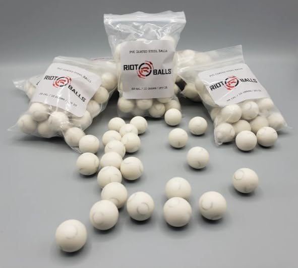 25 X Less Lethal .68 Cal Balls 10 Grams Metal Ball with PVC Coating Paintballs Self Defense Less Lethal paintballs