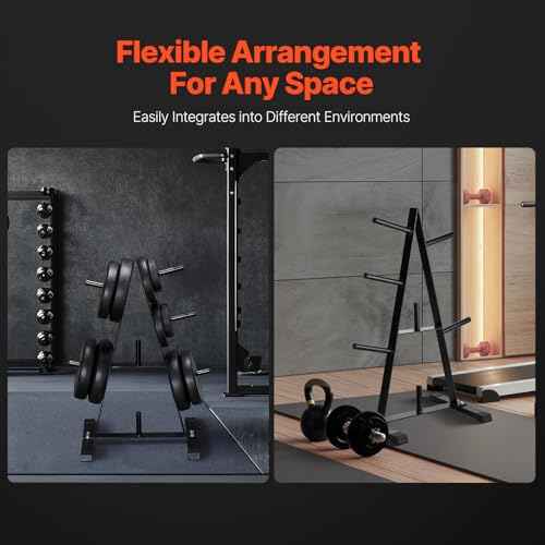 VEVOR Weight Plate Rack, A Frame Weight Plate Tree for 1-Inch Weight Plates, Standard Weight Plate Tree, 500 lbs Load Capacity Weight Storage Holder, Home Gym Barbell Rack Storage Stand, Black