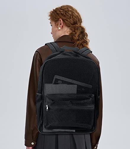 Heavy Duty Mesh Backpack for College & Outdoor Activities - Black
