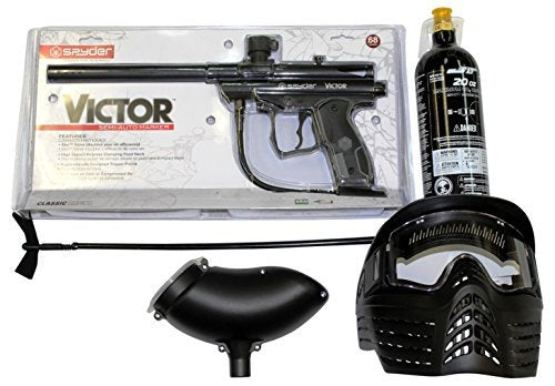 Spyder Victor Package .68Cal Paintball Kit Includes Sentry Goggle, Empty 20oz Co2 Tank, 200Rd Loader & Squeegee, Black