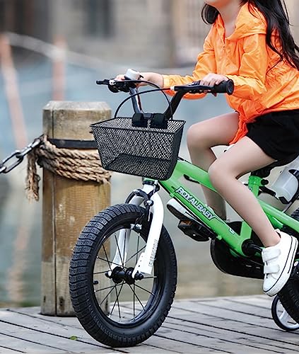 Kids Bike Basket Black - Durable Front Metal Bicycle Storage for Children
