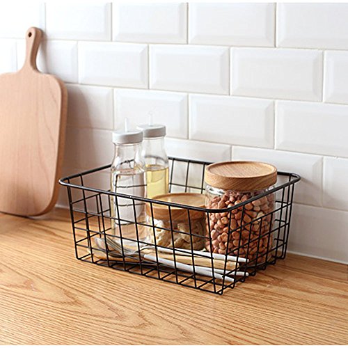 Black Wire Storage Basket Small Sturdy Kitchen Pantry Organizer - 1PC