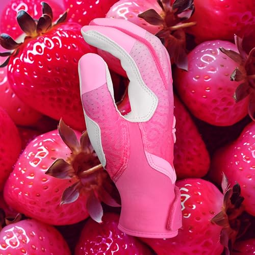 Easton Ghost Softball Batting Gloves - Strawberry Glow Red Pink Adult Medium