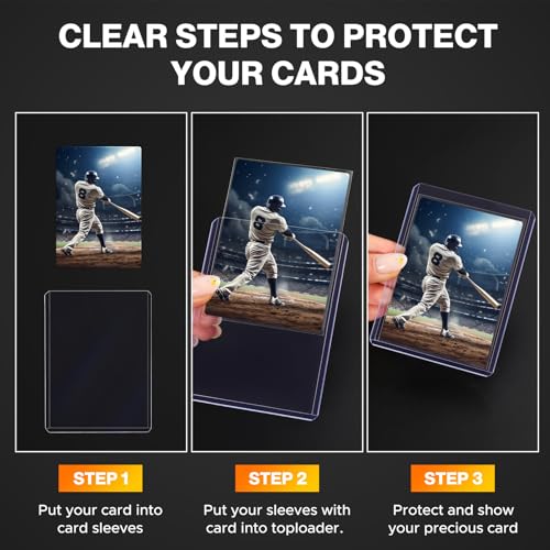 Black Card Sleeves and Top Loaders Set for Trading Cards - 3x4 Inches, 200 pcs Including Binder