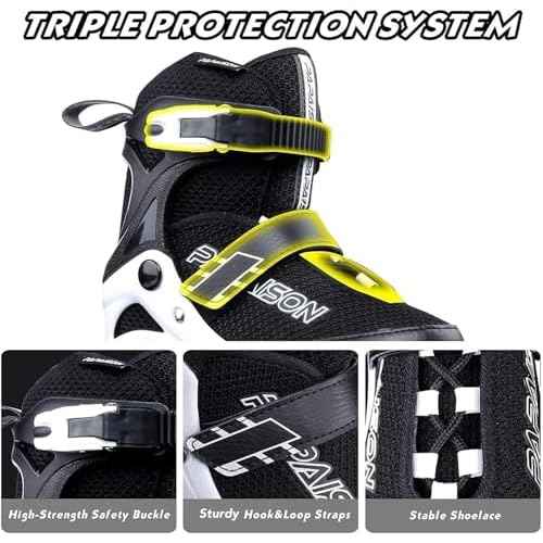 PAPAISON Adjustable Inline Skates for Kids and Adults with Full Light Up Wheels, Outdoor Roller Skates for Girls and Boys, Men and Women