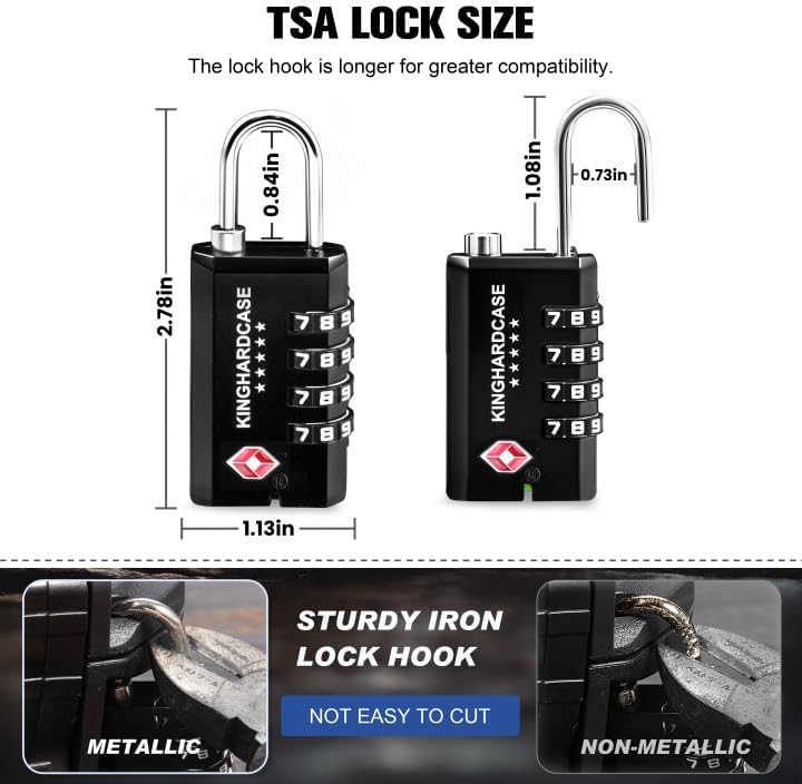2 Pack TSA Approved Gun Locks, 4 Digit Combination Locks for Gun Case, Ammo Box, Rifle Bag, Luggage, Durable Resettable Locks with Locking Hook, Zinc Alloy, Travel Security