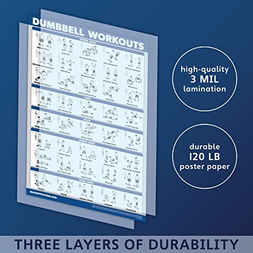 10 Pack - Exercise Workout Poster Set - Dumbbell, Suspension, Kettlebell, Resistance Bands, Stretching, Bodyweight, Barbell, Yoga Poses, Exercise Ball, Muscular System Chart (LAMINATED,18" x 24")