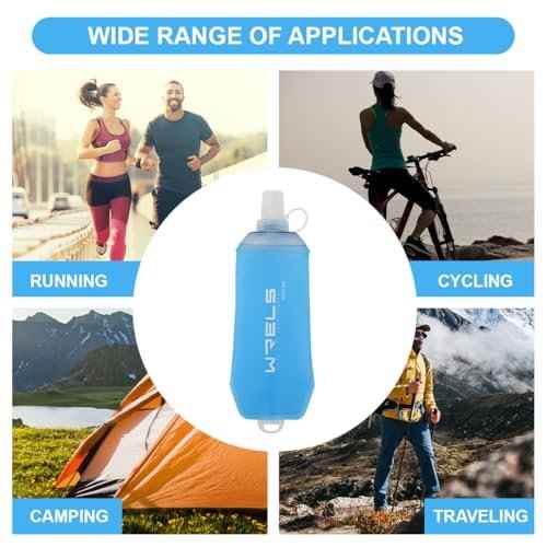 200ml/350ml/500ml Collapsible Soft Flask,BPA Free Folding Soft Water Bottle with Hanging Ring,Lightweight TPU Hydration Flask for Running Marathon Cycling Hiking(350ml-2 Packs)