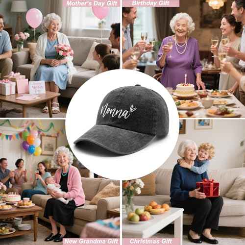 Waldeal Women's Blessed Grandma Hats Washed Denim Adjustable Baseball Cap for Mom