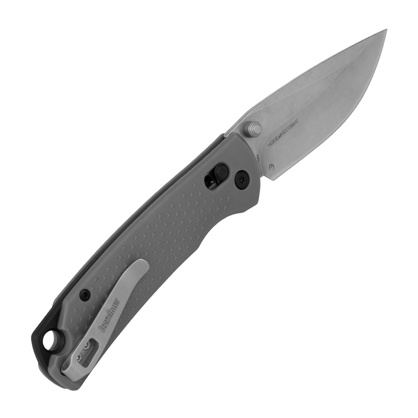 Kershaw Sequence Folding Pocket Knife, 3.32 inch 8Cr13MoV Stonewashed Blade, Grey GFN Handle, Manual Opening, Duralock Locking Mechanism, Pocketclip