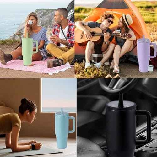 2 Pack 30 oz Tumbler Flip Straw Lid Replacement Compatible for Stanley Quencher, Leak Proof Lid Replacement for 30 OZ Stanley H2.0 FlowState Tumbler,Spill Proof Splash Reusable (White)