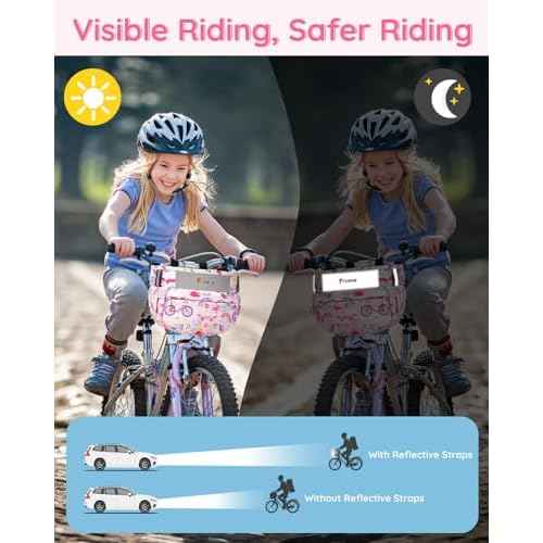 Kids Bike Basket, Bicycle Basket Front Handlebar, Waterproof Cute Fabric Children's Bike Basket, Kids Bike Accessories Fit Most Boys, Girls, Toddlers Bike or Scooter, Easy to Install
