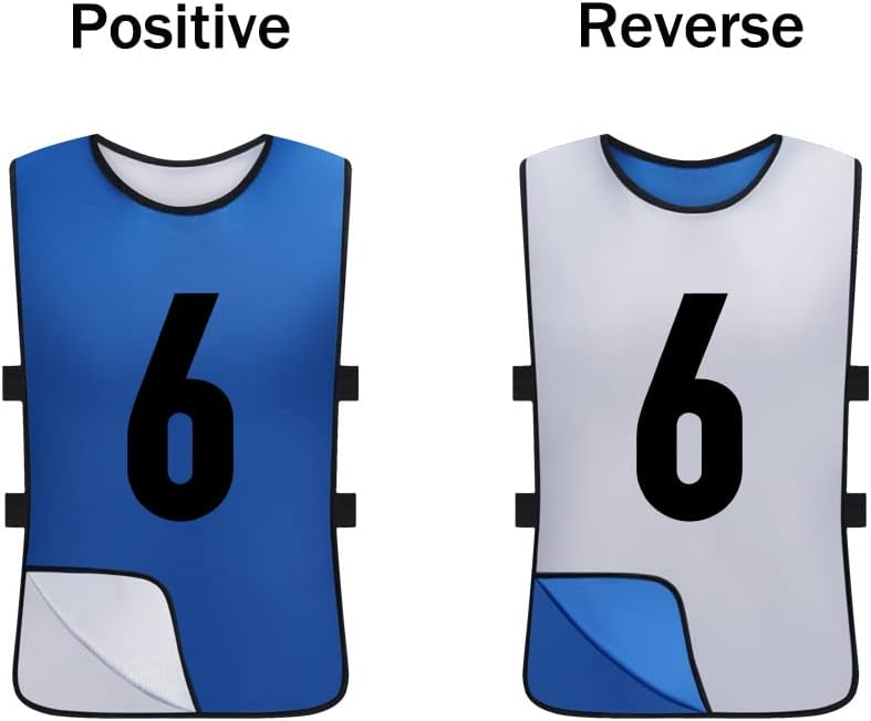 12 Pack Reversible Numbered Pinnies, Double Sided Scrimmage Vest,Team Practice Jerseys for Kids and Adult