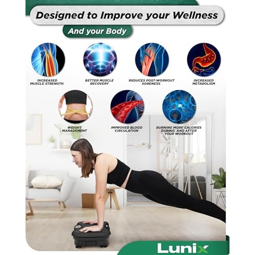 Lunix LX18 Vibration Plate Exercise Machine with Handles & Magnetic Acupoints, Power Platform for Lymphatic Drainage, Full Body Workout Home Fitness Equipment with Phone Holder