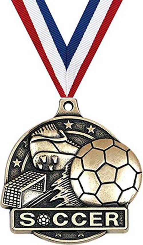 Soccer Medals 10 Pack, 2" Gold Soccer Team Medal Awards