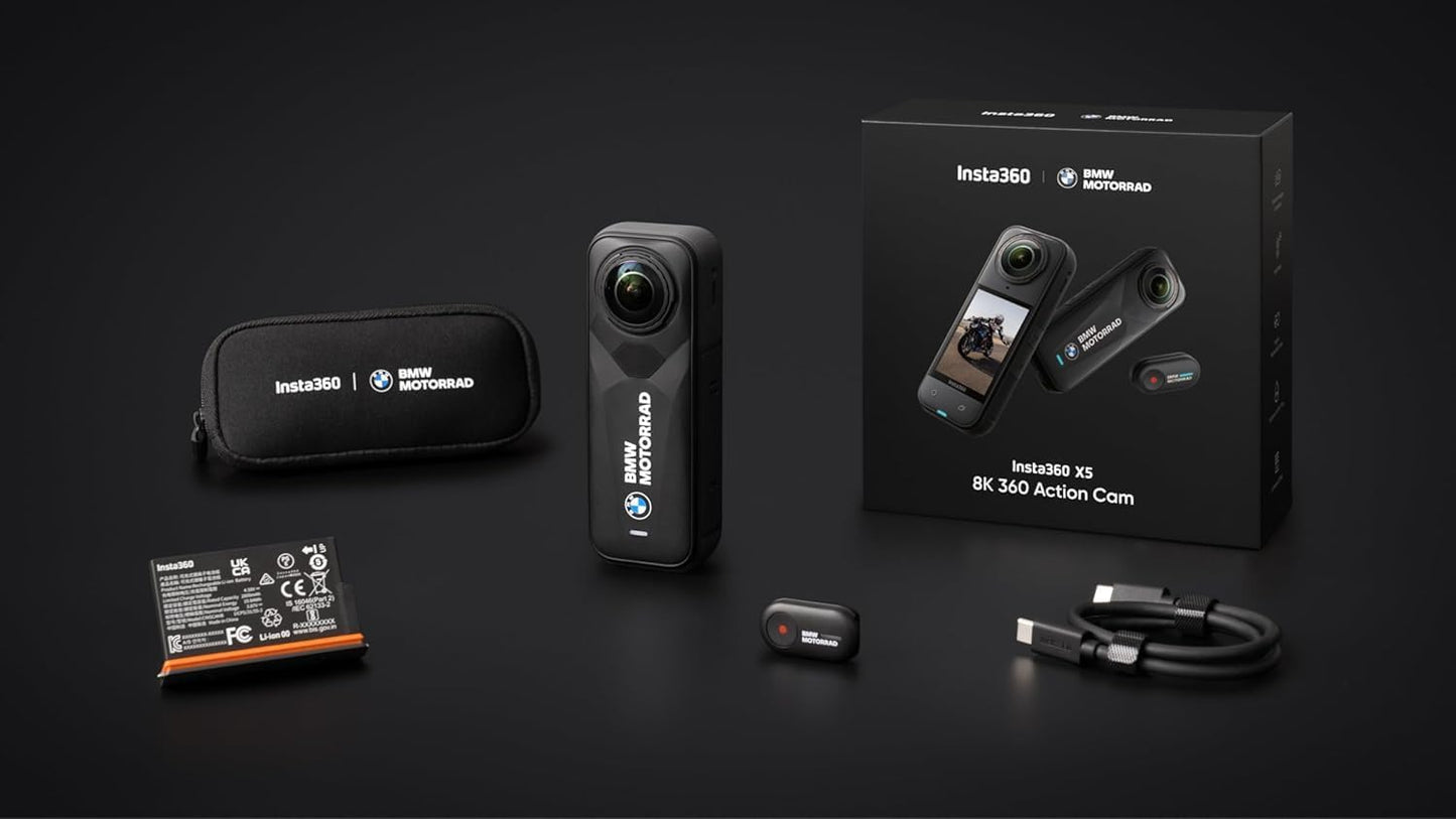 Insta360 X5 - Waterproof 360 Action Camera with 1/1.28" Sensors, 8K 360 HDR Video, 72MP Photo, 4K60fps Single-Lens, Enhanced Low Light Performance, User-Replaceable Upgraded Lenses, 2.5" Touchscreen
