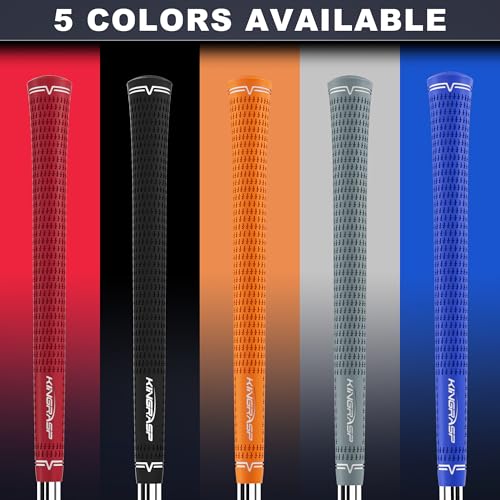 Golf Club Grips Set - Standard, MidSize, Oversize, 5 Colors, Rubber, Kingrasp, Red (13 Grips + Repair Kit)