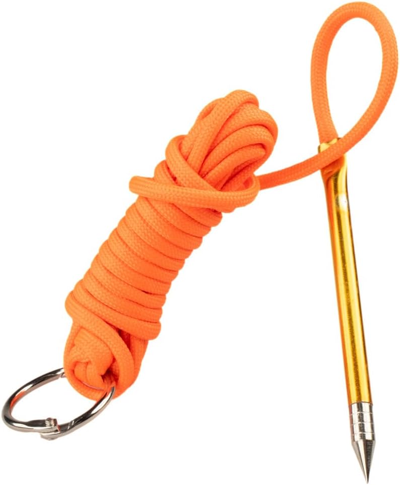 10 Foot 550lb Paracord Fishing Stringer Fish Holder with Metal Threading Needle and 1 Inch Split Ring