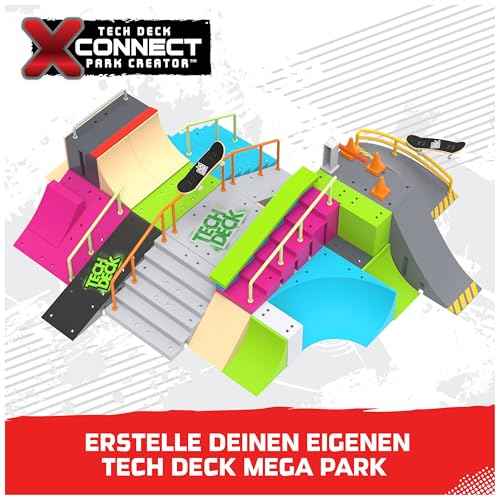 Tech Deck, Neon Mega Park X-Connect Creator, Customizable Glow-in-The-Dark Ramp Set with 2 Blind Skateboard Fingerboards, 90+ Pieces, Gift for Ages 6+