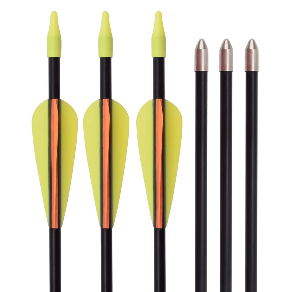 26 Inch Fiberglass Youth Arrows Archery Target Kids Recurve Bow Children Practice for Beginners Outdoor (Pack of 12)
