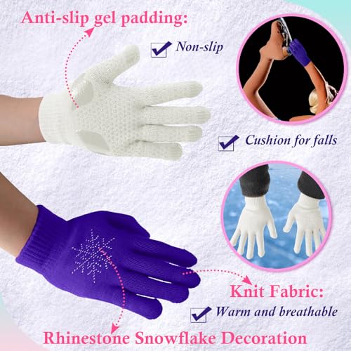 Hicarer 6 Pairs Figure Skating Gloves Socks Set Ice Skating Socks Warm Winter Anti Slip Gloves for Practice Competition