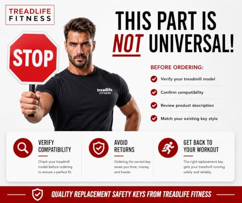 Treadmill Safety Key Replacement for AFG, Horizon, Livestrong Treadmills