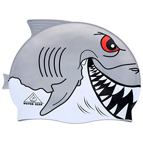 Kids Water Gear Critter Swim Cap - White Shark Variation