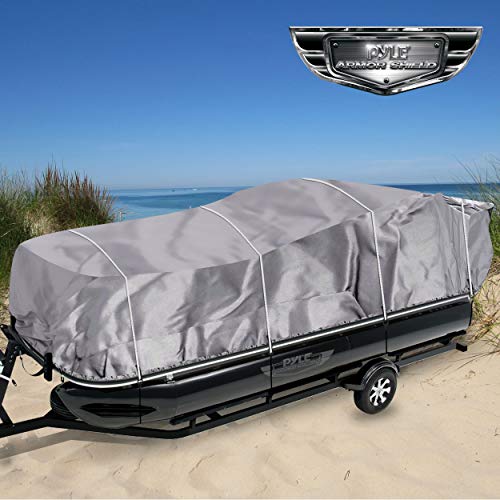Pyle Boat Cover for Deck Boats - 21-24 ft Heavy Duty Pontoon Boat Cover, Waterproof Marine Grade Polyester, UV & Weather Resistant, Fits Beam Width up to 94", Storage Bag,