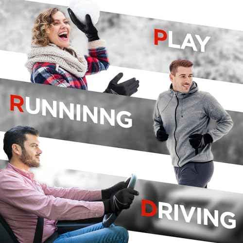 Winter Gloves Men Women, Warm Thermal Windproof Touchscreen Non-Slip,for Cycling Driving Running Hiking