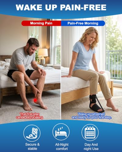 Dornnxin Plantar Fasciitis Night Splint Foot Brace Black - Relieve Heel Pain