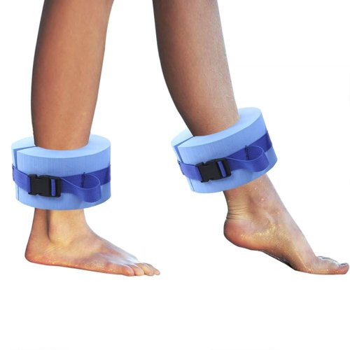 Set of 2 Foam Swim Aquatic Cuffs for Water Aerobics, Adjustable Ankle & Arm Float Rings with Quick-Release Buckle โ Swimming Fitness Training Equipment, Blue
