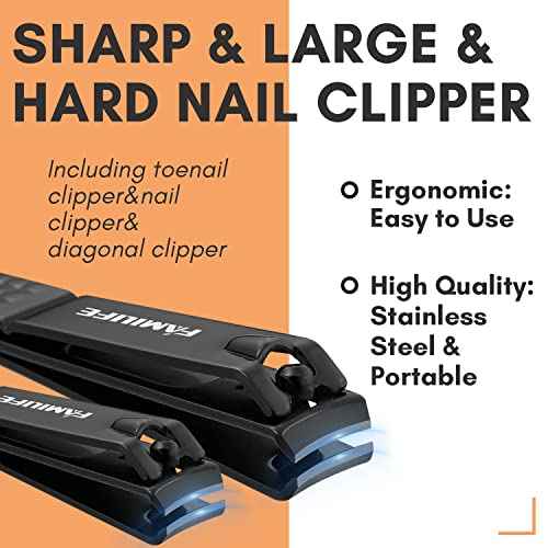 FAMILIFE Gifts for Men, Manicure Set Clippers Manicure Kit Nail Clipper Sets 16pcs Mens Grooming Kits Professional Stainless Steel Nail Kit Brown Leather Case Travel Kits